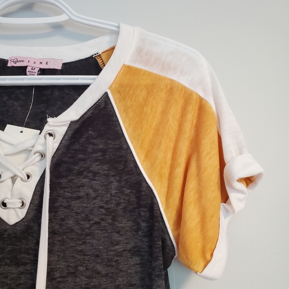 Crave Fames No Boundaries Juniors' lace-up colorblock short sleeve t-shirt - Picture 3 of 9